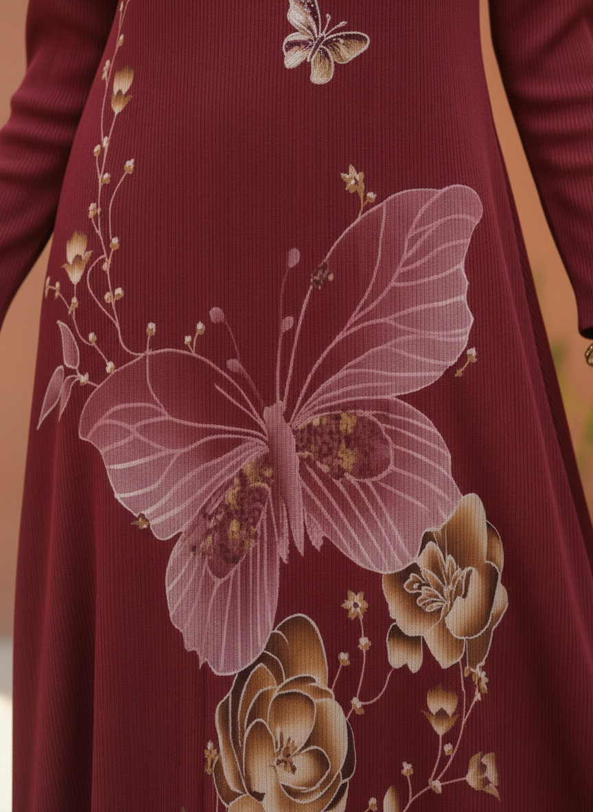 Rosy Printed Pleated Dress