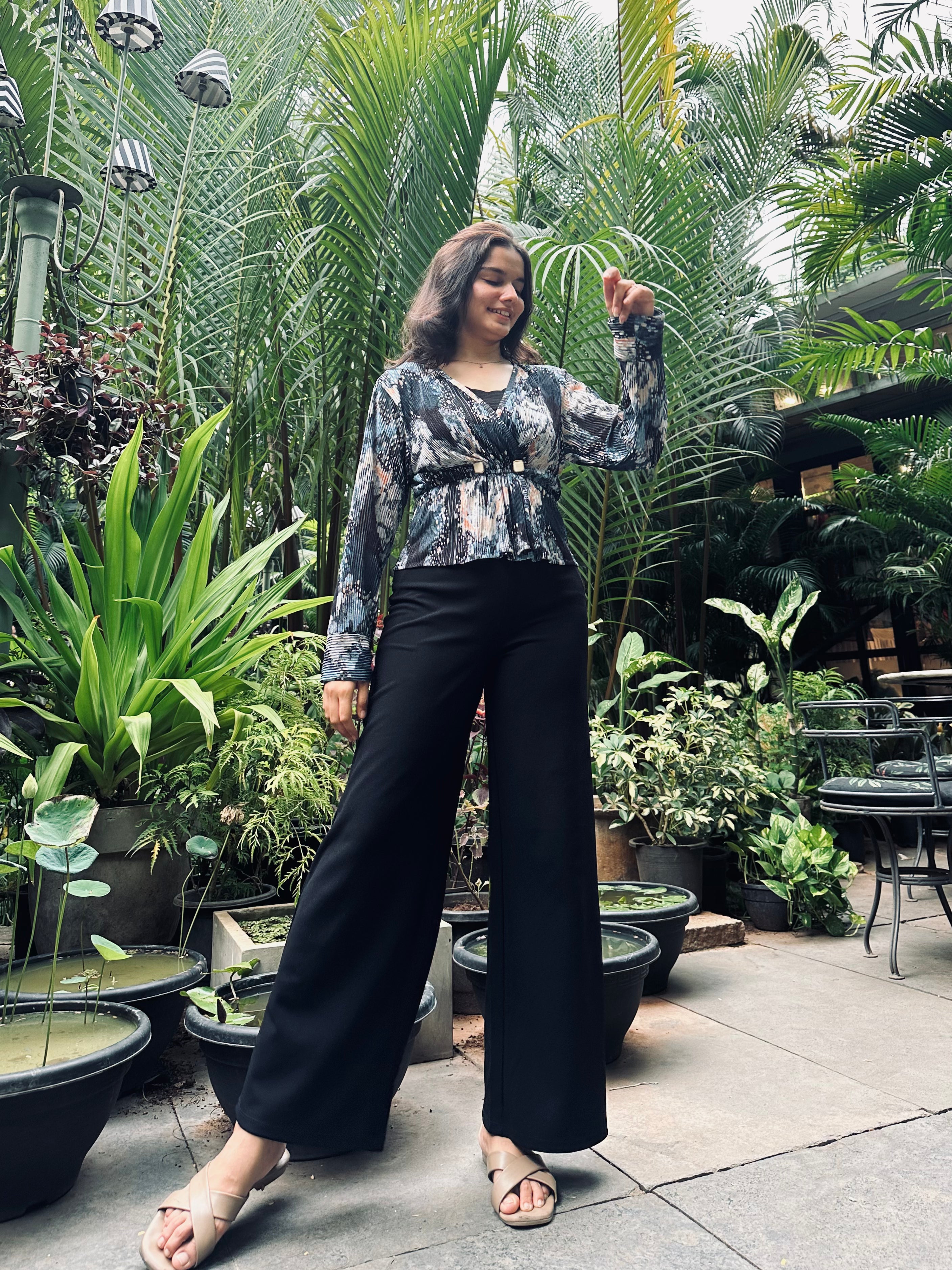 PLEATED WRAP TOP