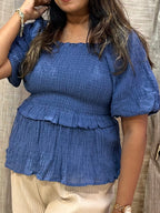 LINEN REVERSIBLE TOP- BLUE
