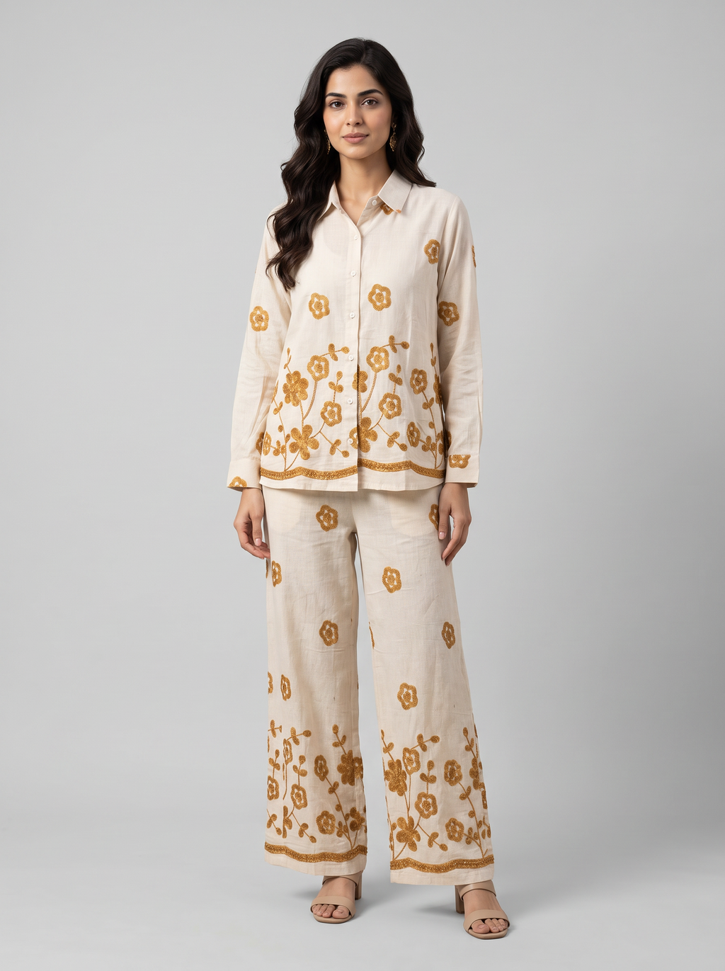 The Ochre Bloom Linen-Blend Co-ord Set