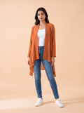 Rust Orange Waterfall Sheer Shrug