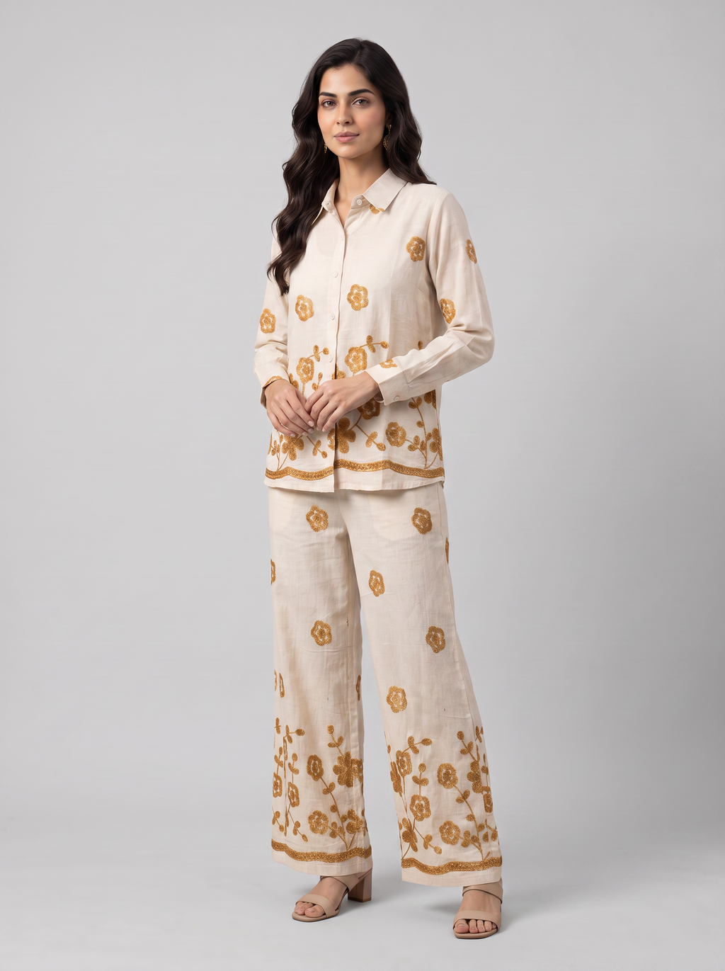 The Ochre Bloom Linen-Blend Co-ord Set