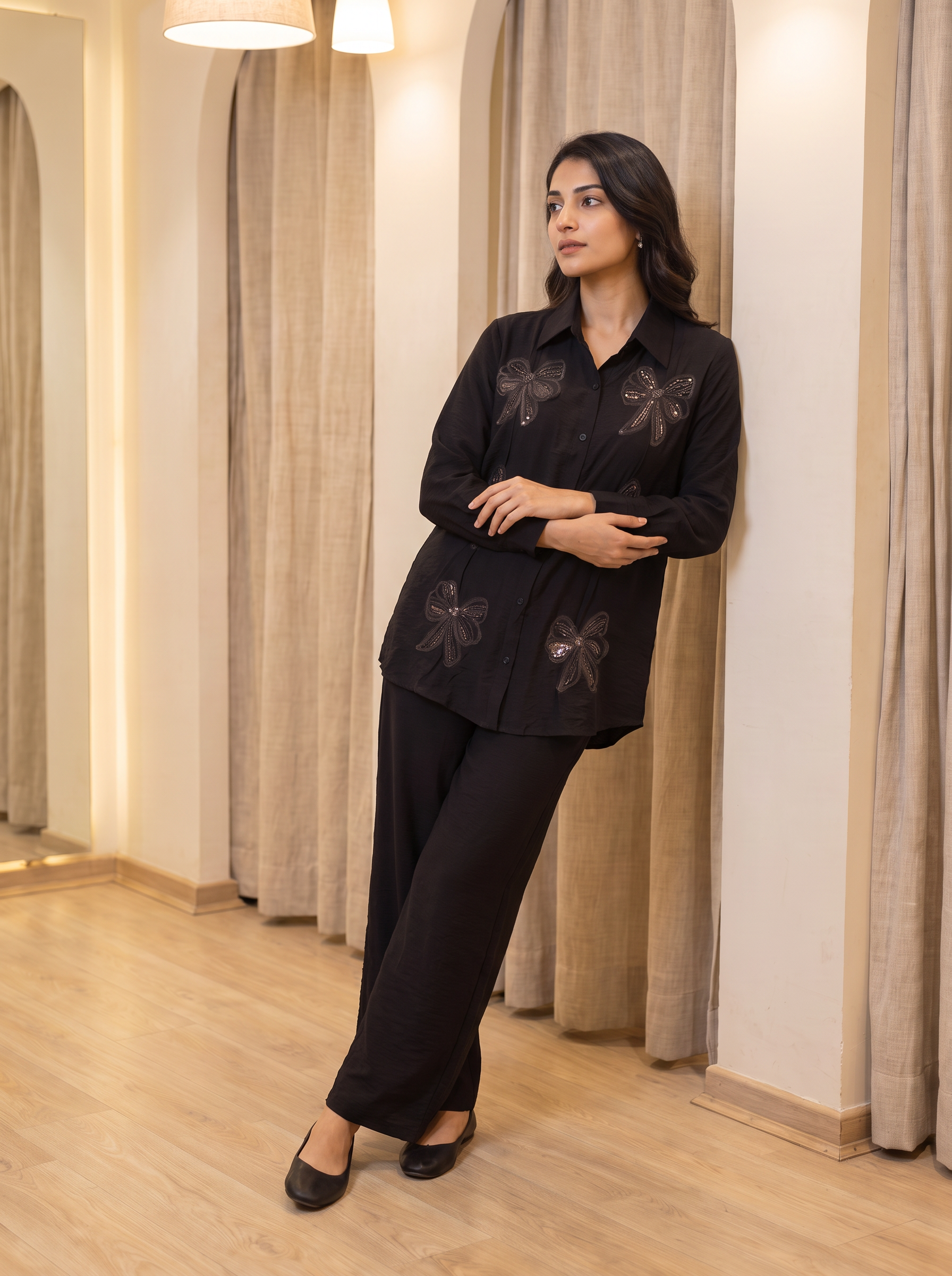 Embellished Linen khadi co-ord set