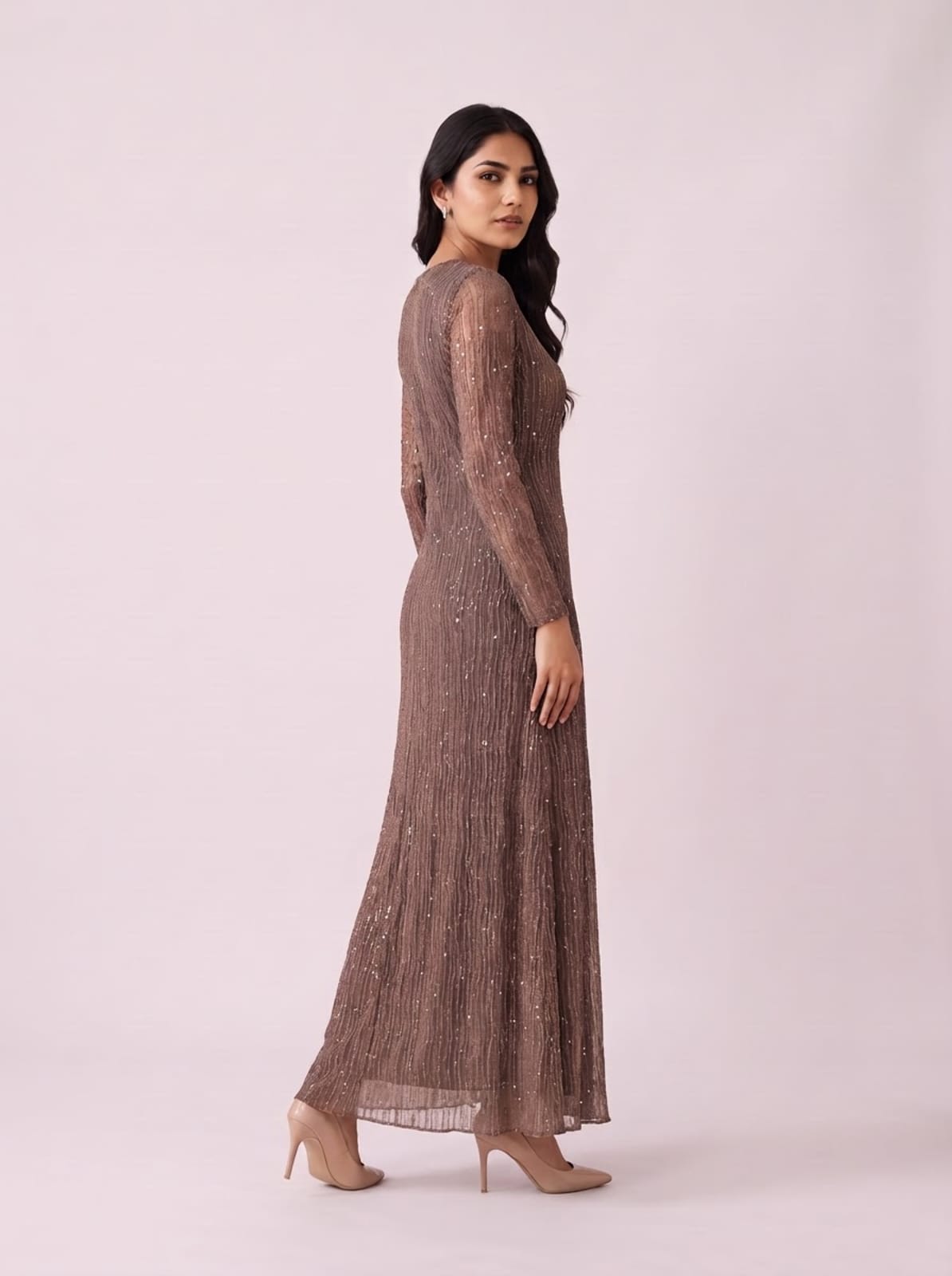 Shimmer Vertical Sequin Maxi Dress