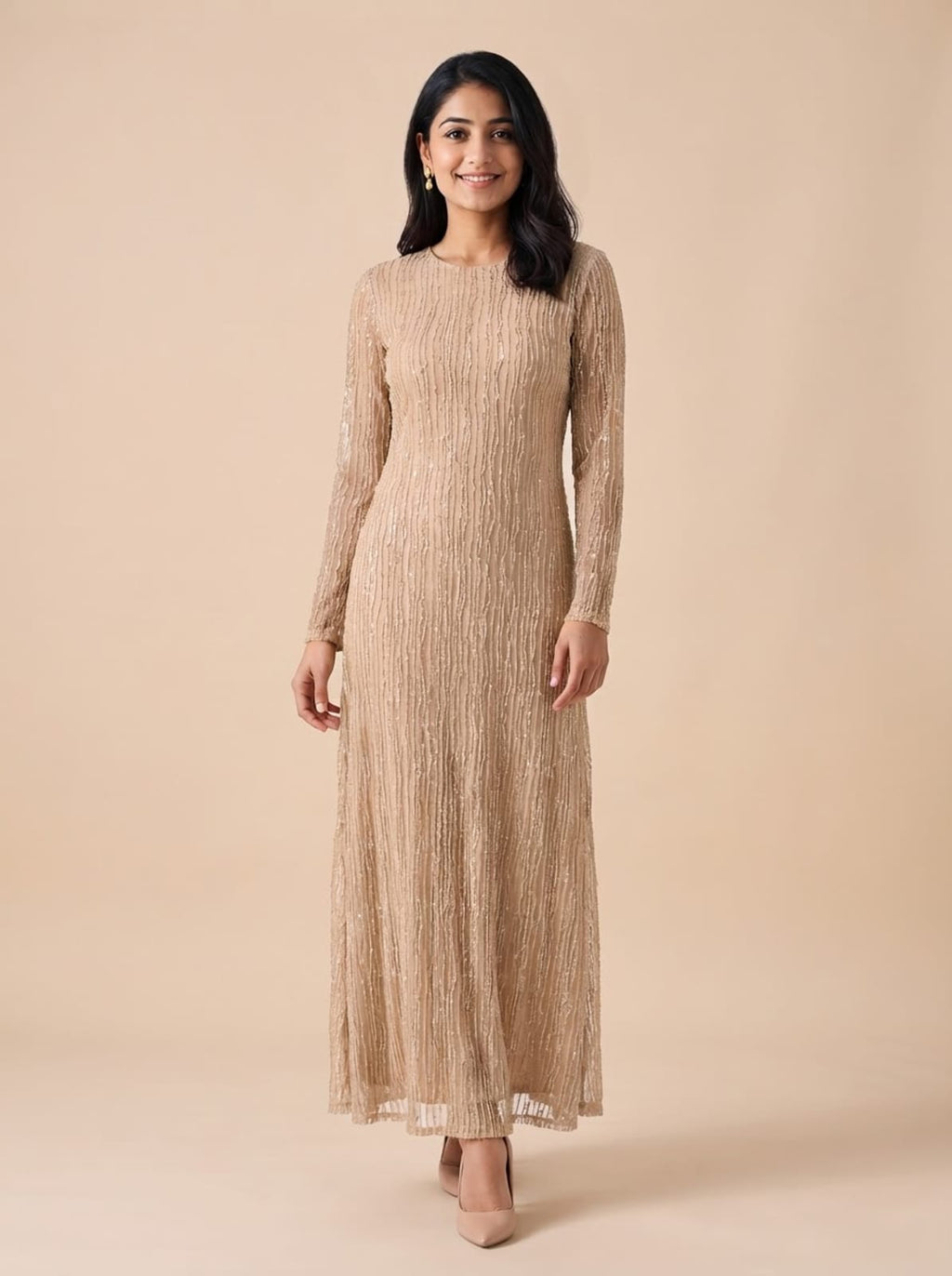 Shimmer Vertical Sequin Maxi Dress