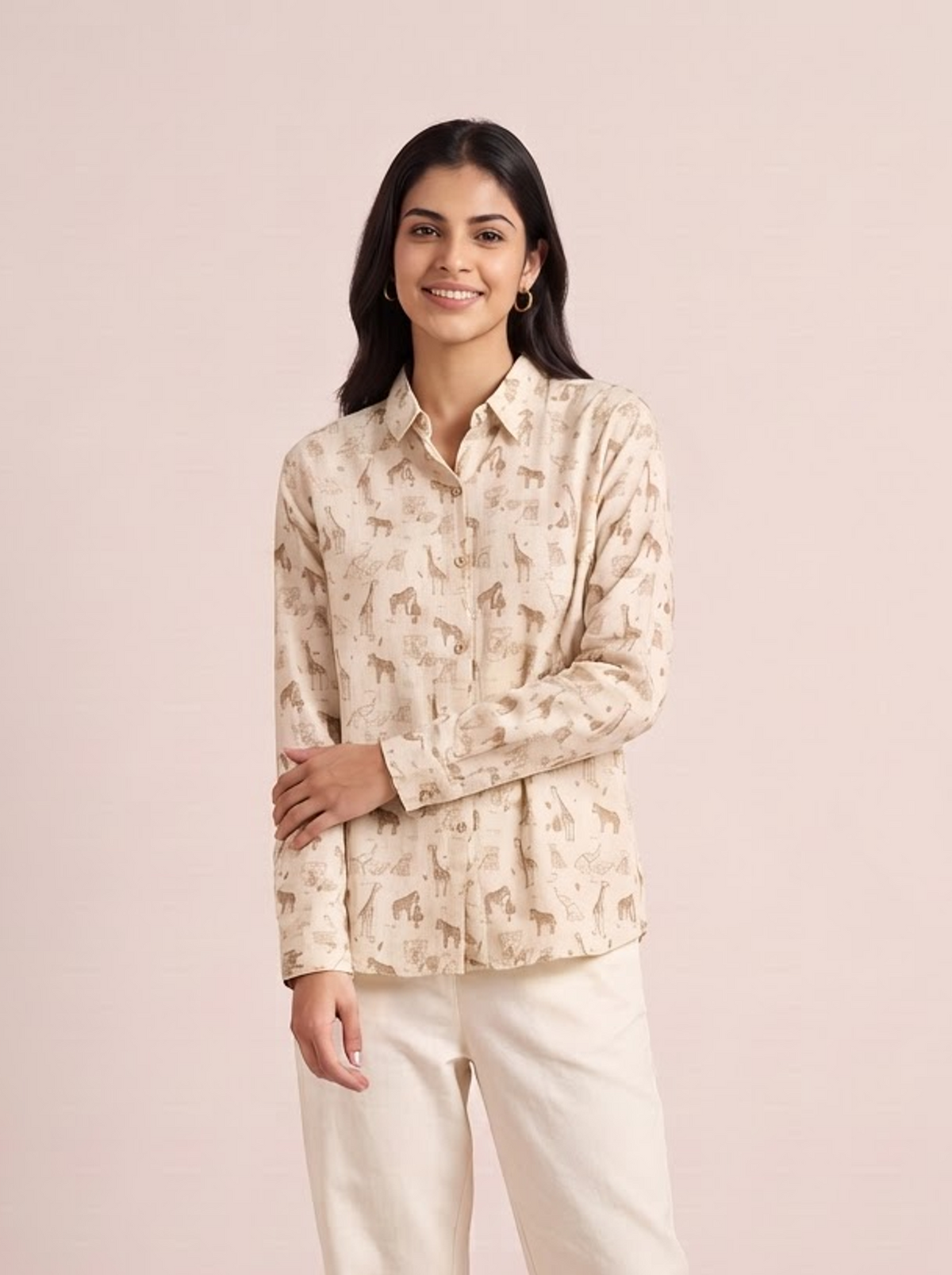 Savannah Sketch Neutral Printed Shirt