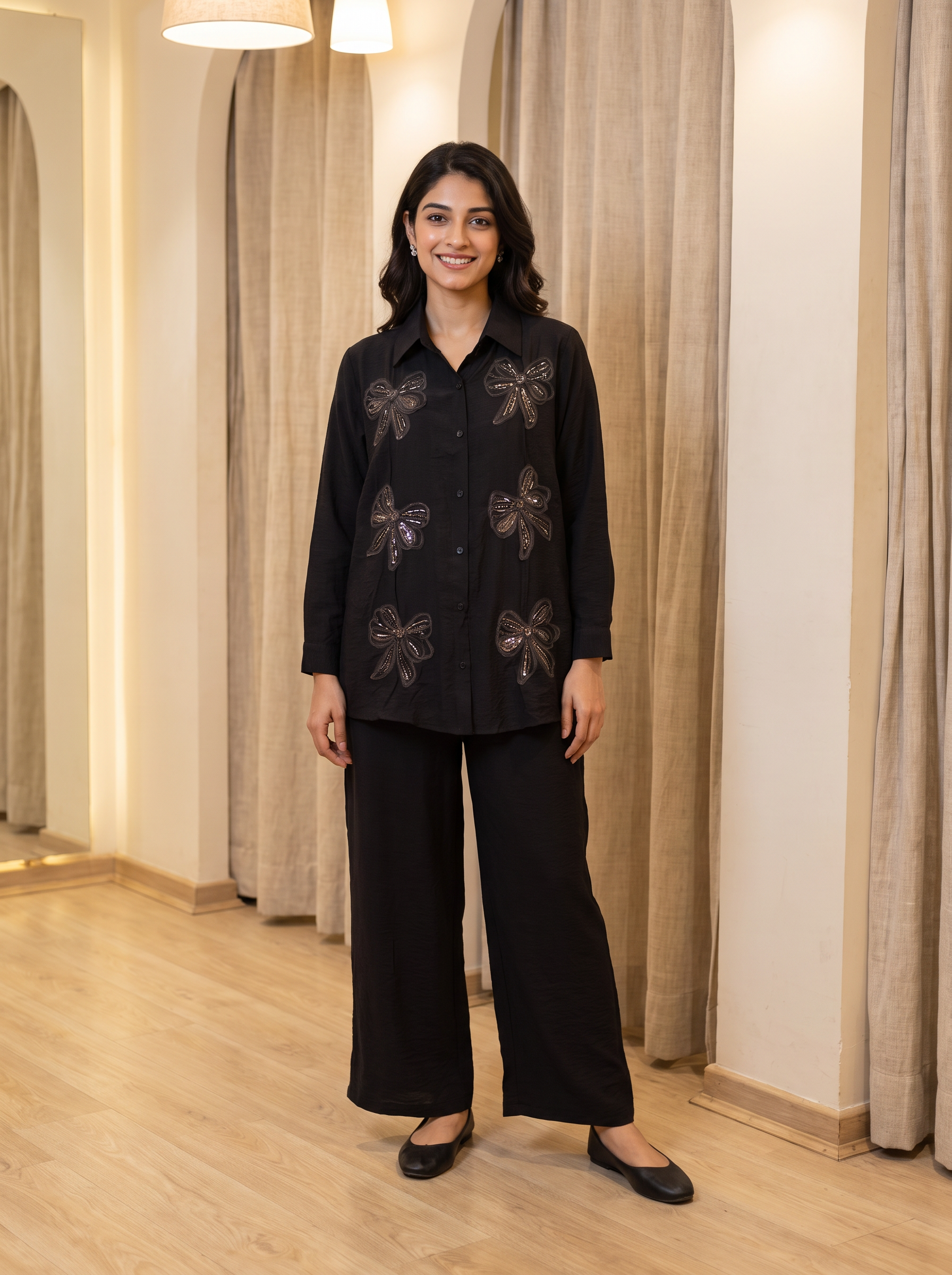 Embellished Linen khadi co-ord set