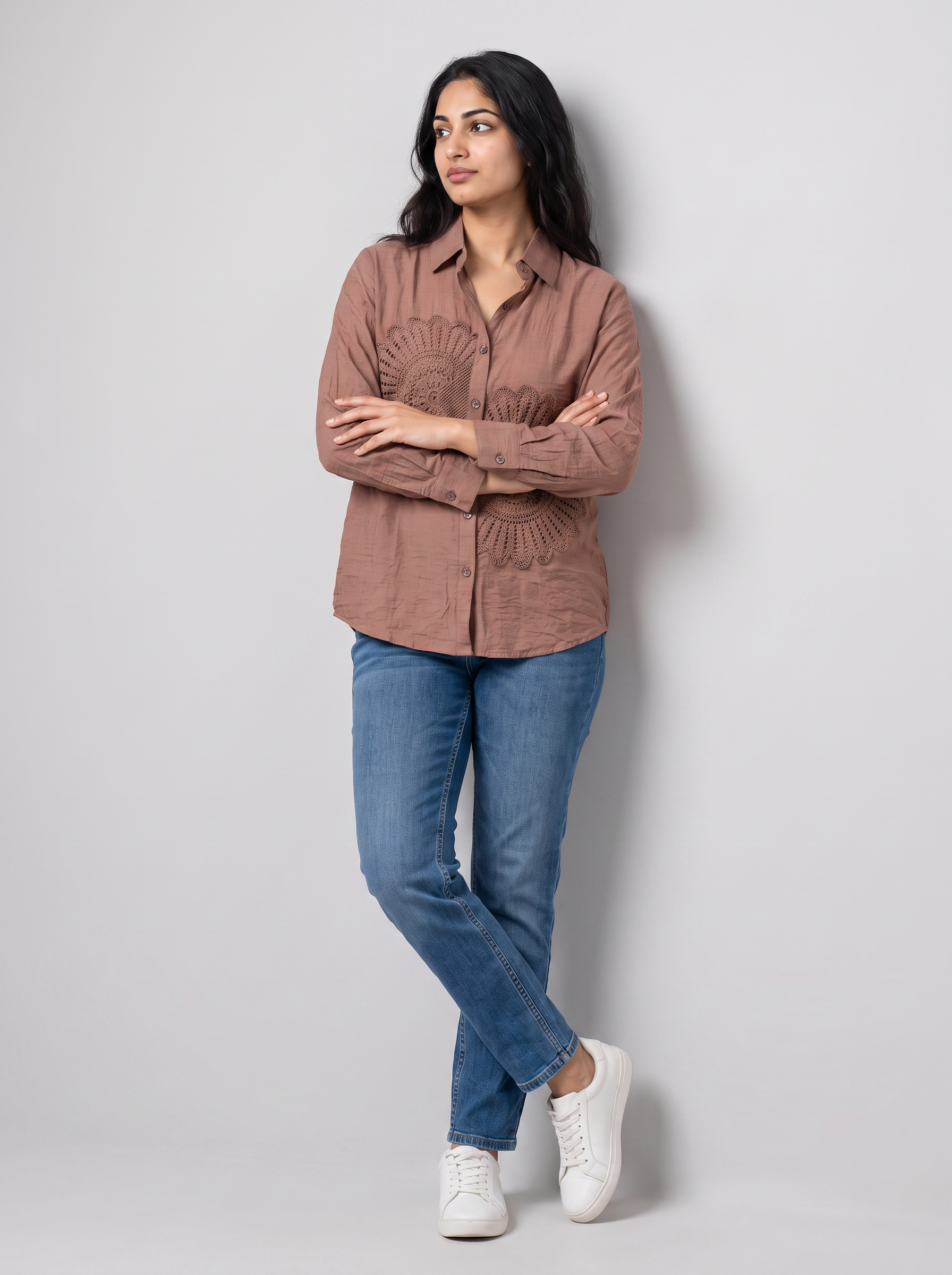 Lace Applique Linen shirt