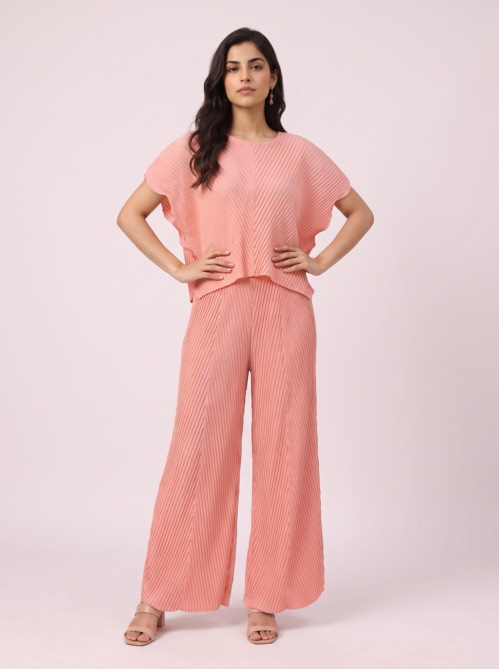 The Blush Chevron Pleated Co-ord Set