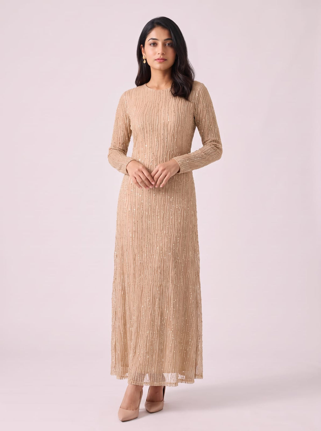 Shimmer Vertical Sequin Maxi Dress