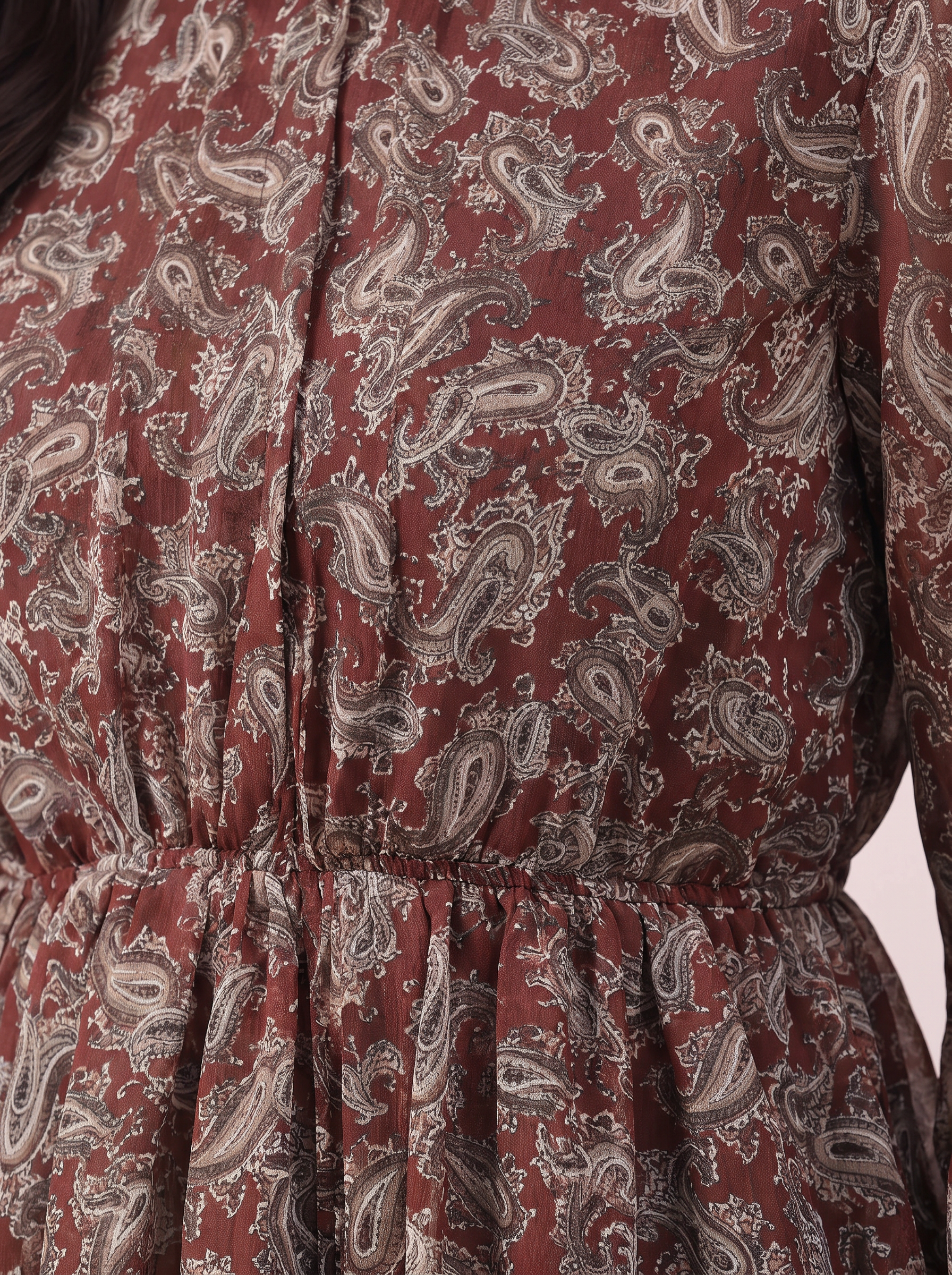 Russet Boho Flute-Sleeve Blouse
