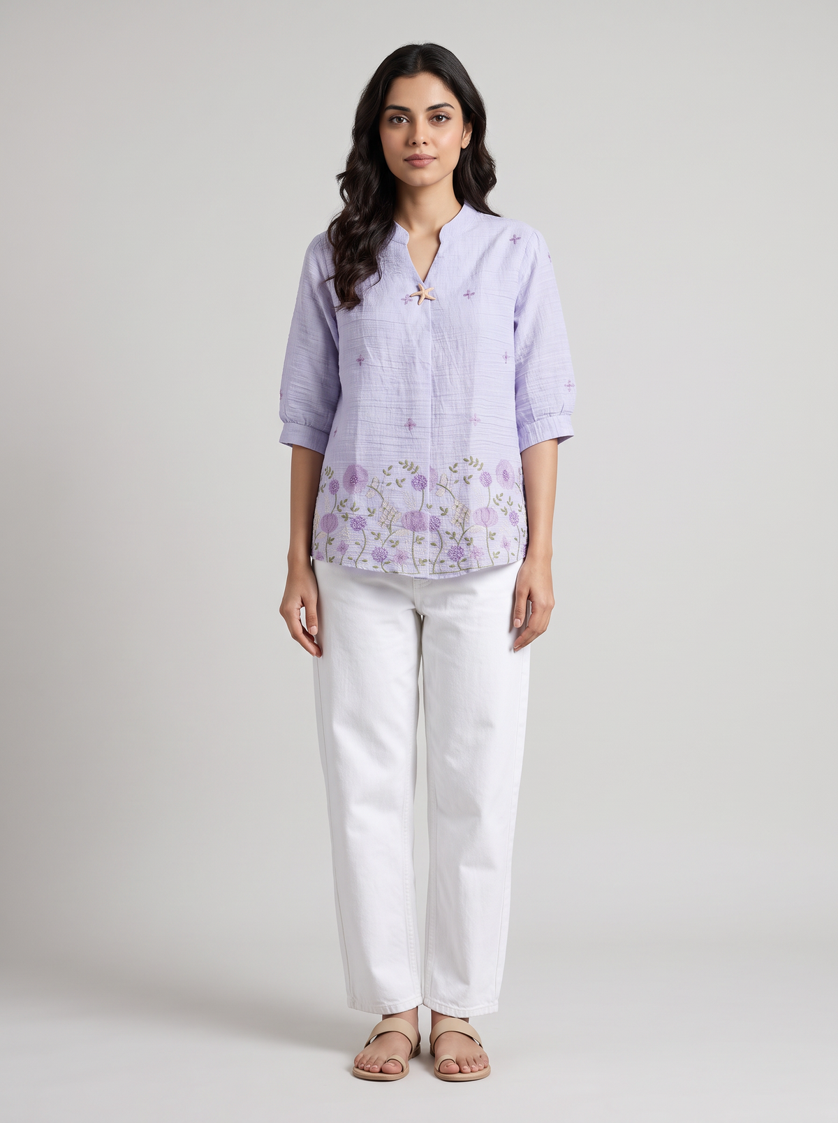 Textured cotton printed shirt