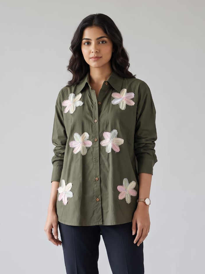 Flora Embroidered Cotton Tunic Shirt