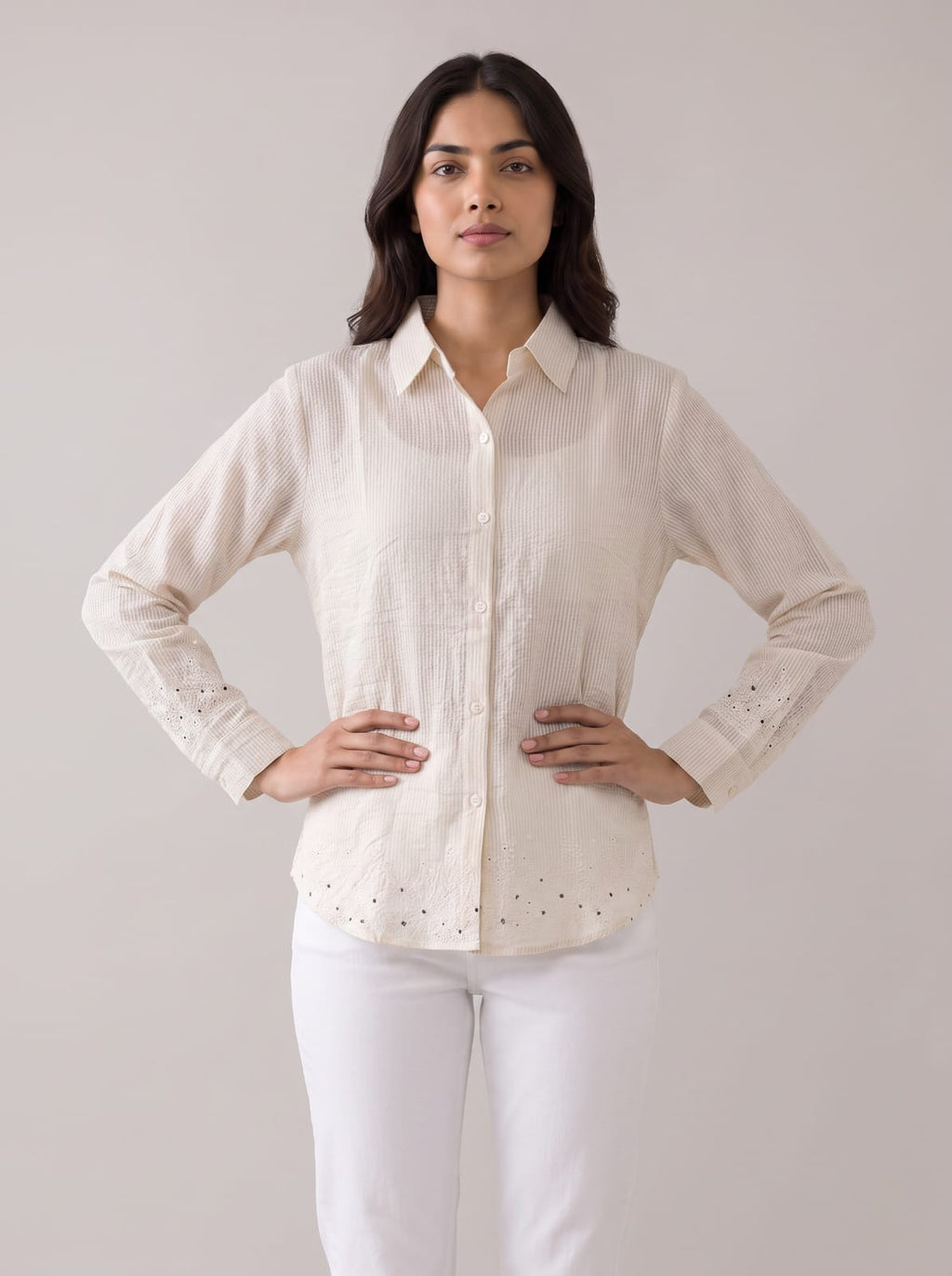Ivory Dots Textured shirt