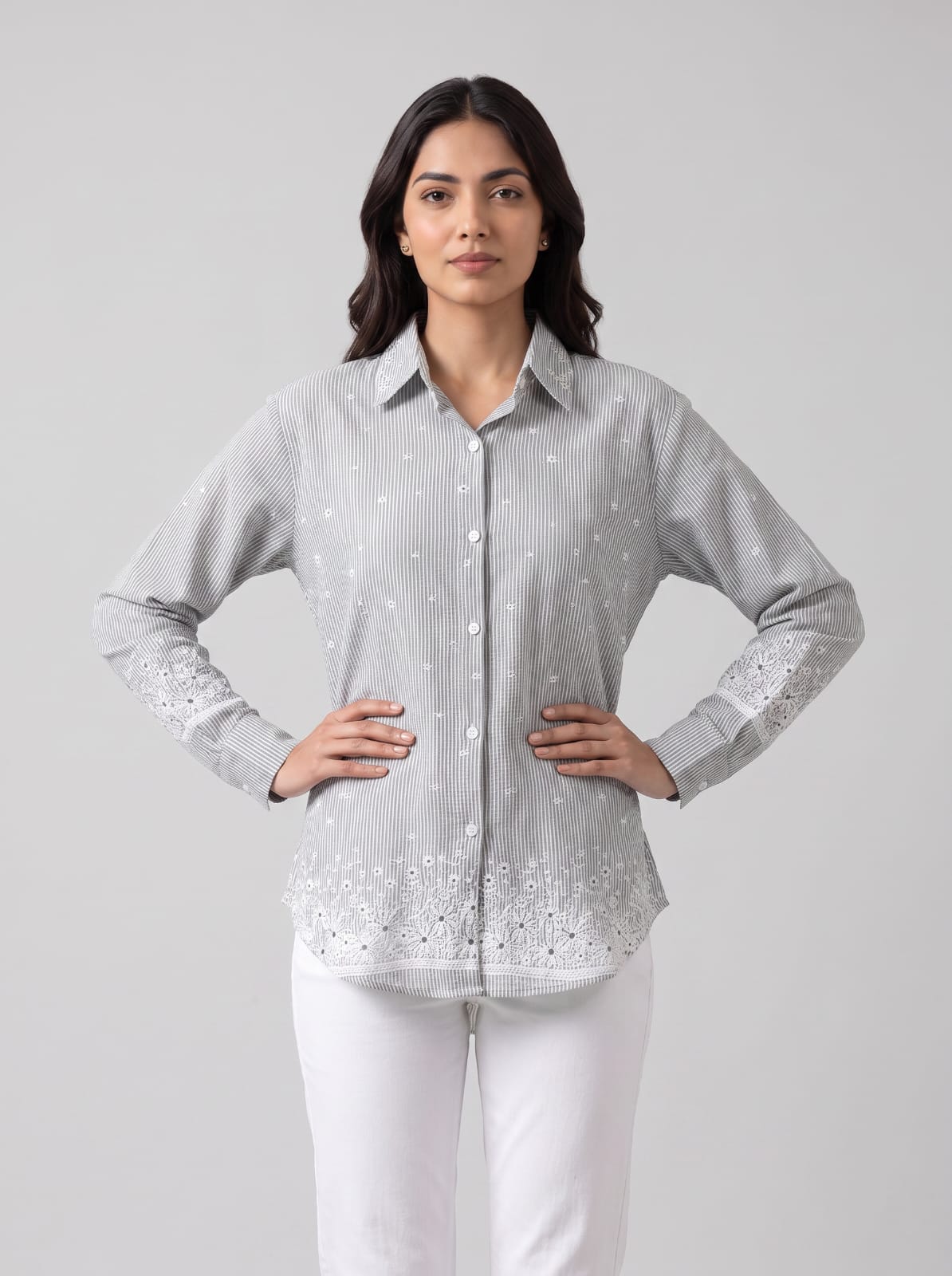 Silver mist Embroidered shirt