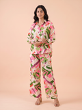 Tropical Mosaic Printed Shirt & Wide-Leg Co-Ord Set