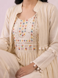 Ivory Embroidered Peplum Co-ord Set