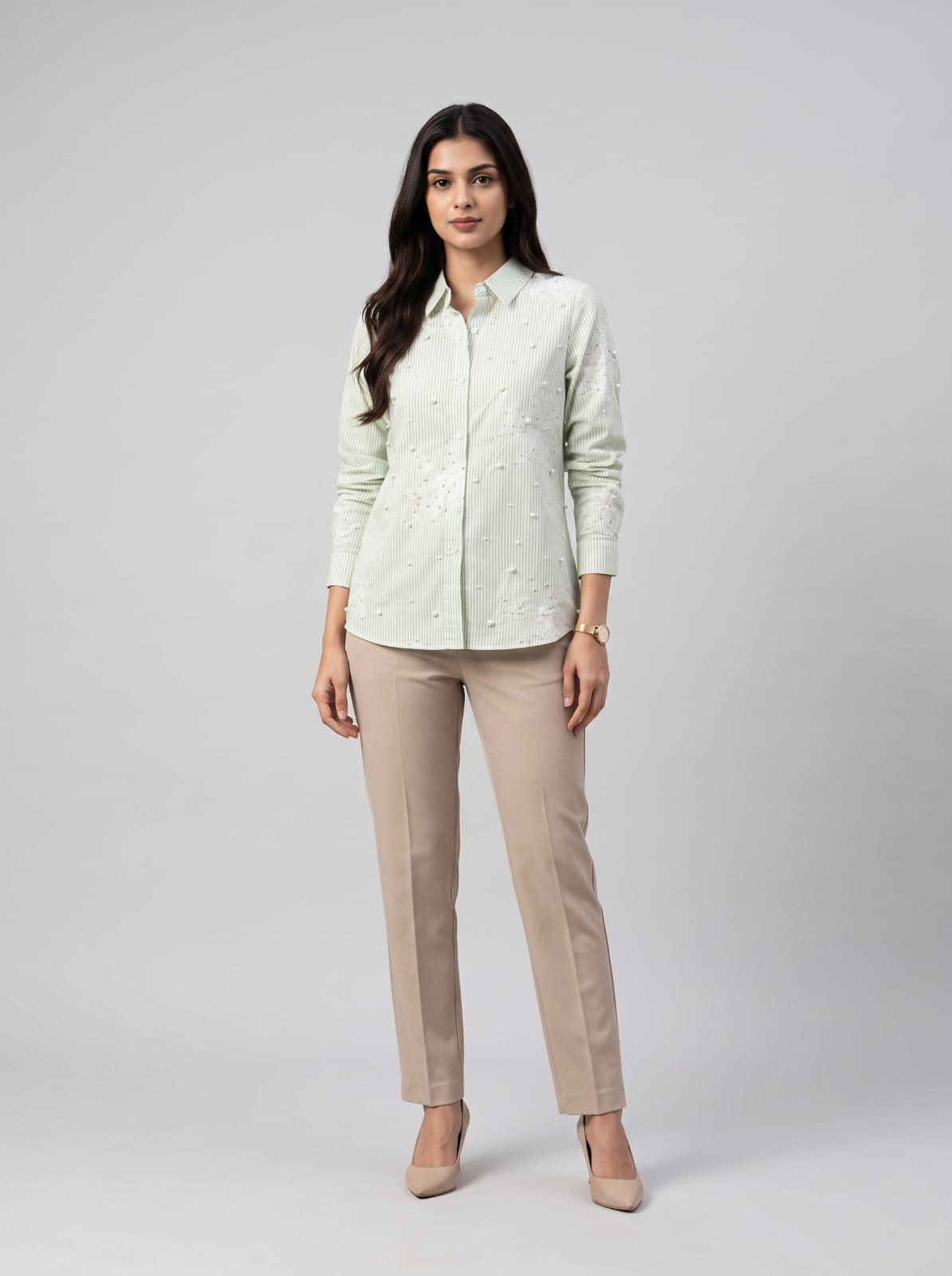 Pearl stripe Embellished shirt