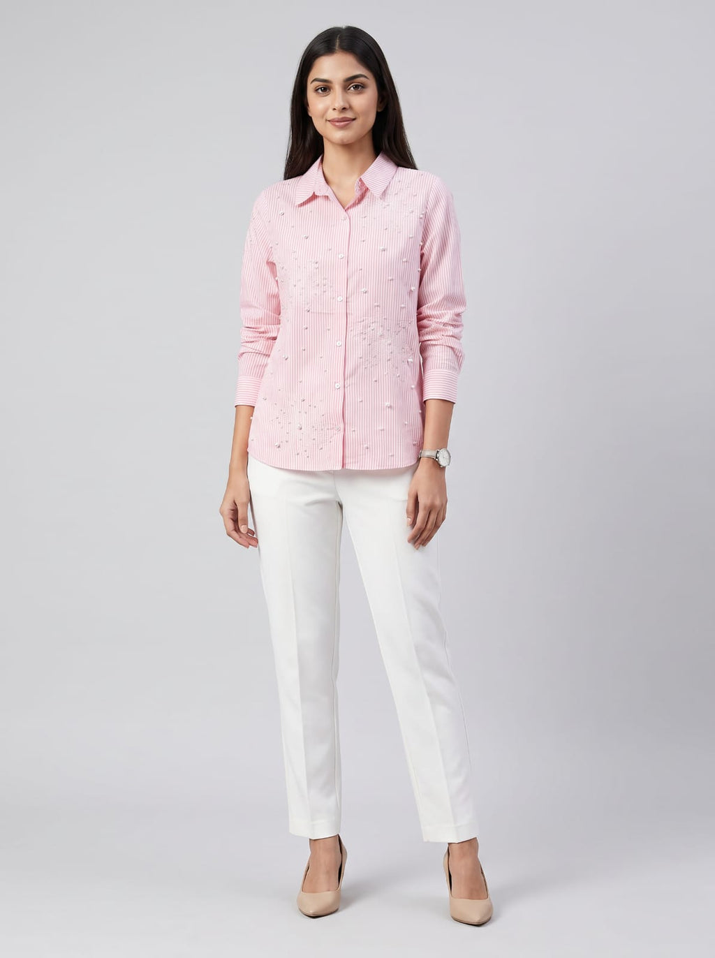 Pearl stripe Embellished shirt