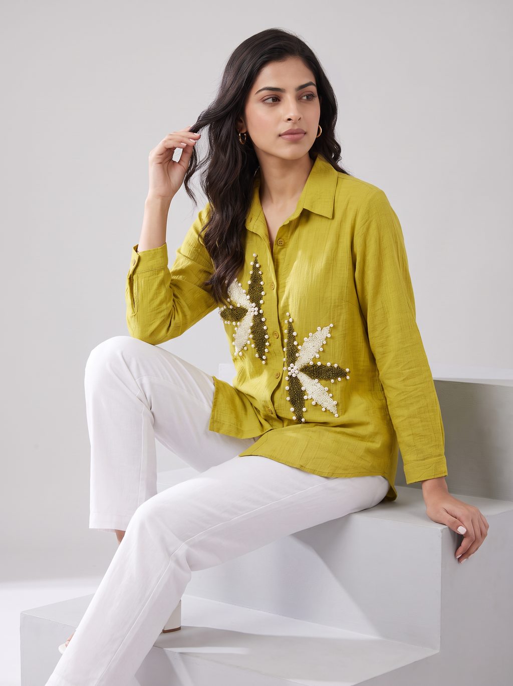 Golden Bloom Embellished shirt