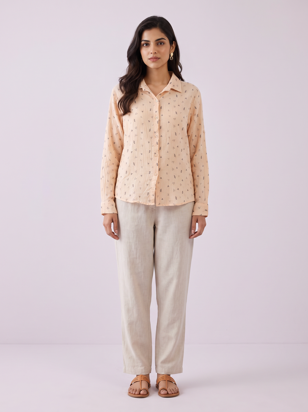 Peach Whisper Botanical Slub Shirt