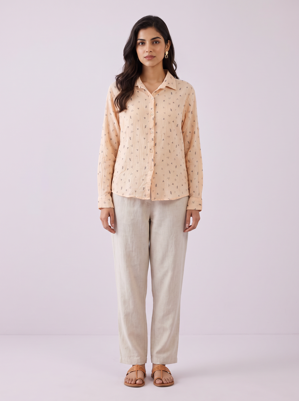 Peach Whisper Botanical Slub Shirt