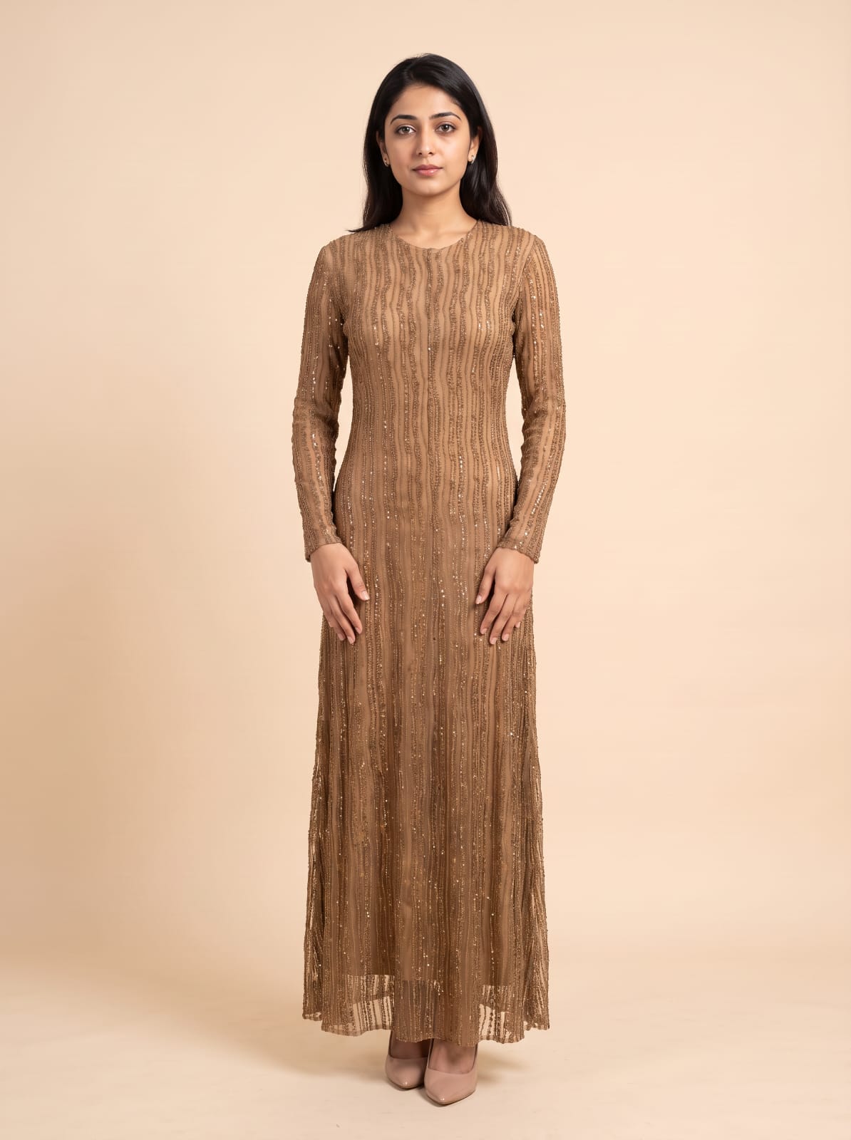Shimmer Vertical Sequin Maxi Dress