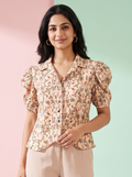 Peach Botanical Collared Top
