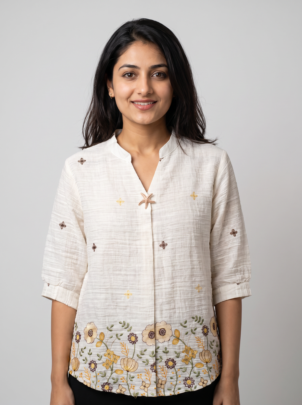 Textured cotton printed shirt