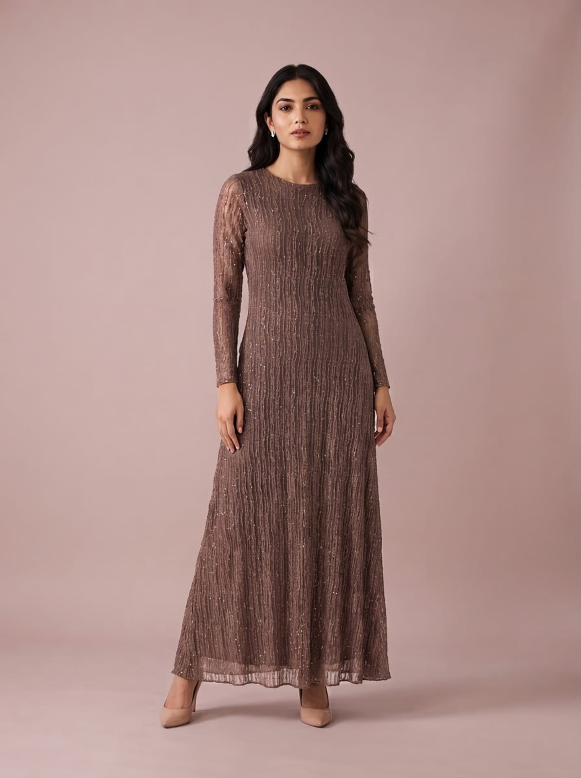 Shimmer Vertical Sequin Maxi Dress