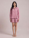 The Mauve Muse Linen-Cotton Shirt & Shorts Co-ord Set