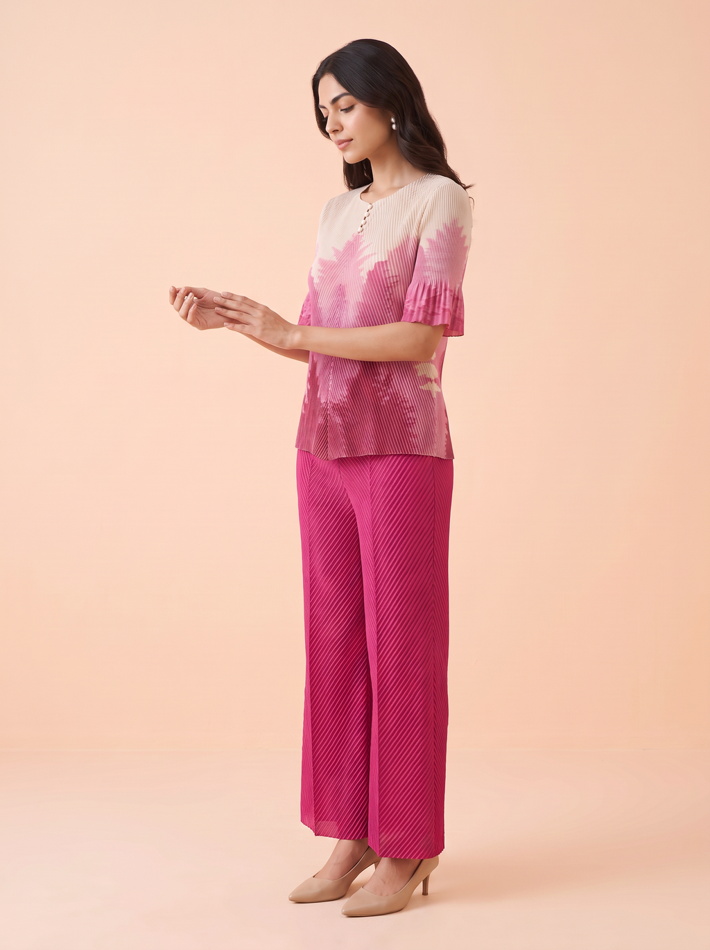 The Magenta Aurora Pleated Co-ord Set