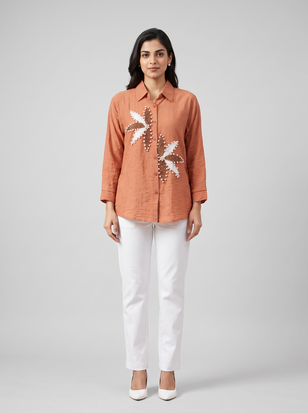 Embellished Linen khadi