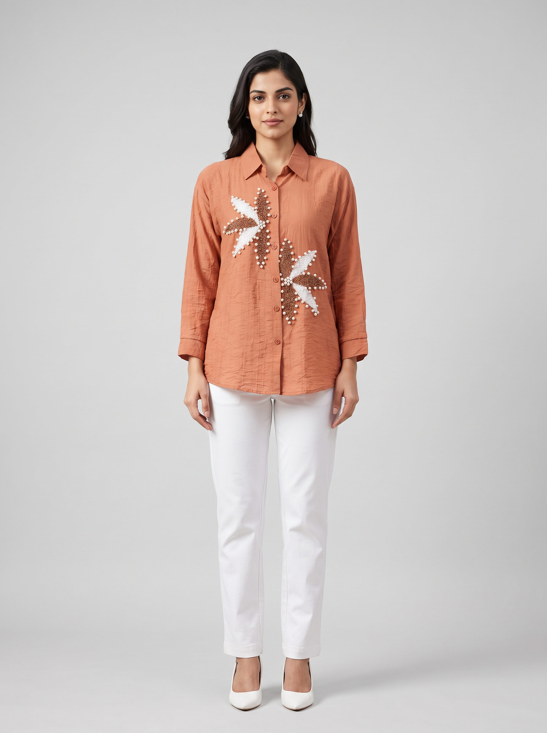 Embellished Linen khadi