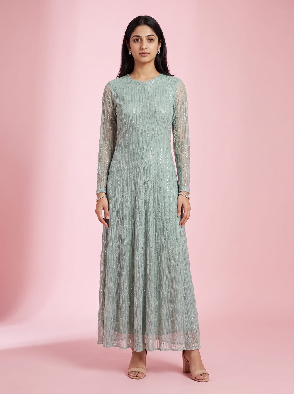 Shimmer Vertical Sequin Maxi Dress