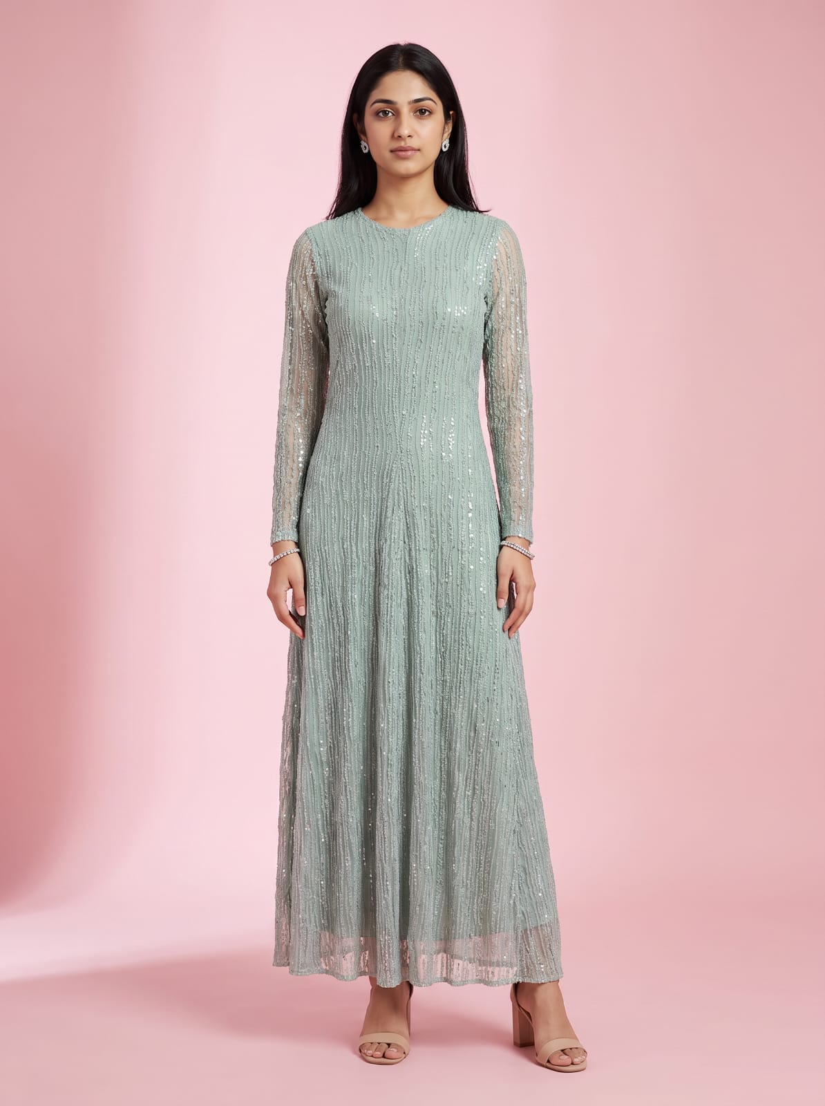 Shimmer Vertical Sequin Maxi Dress