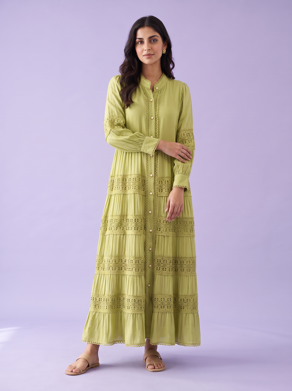 Button-Down Tiered Maxi Dress