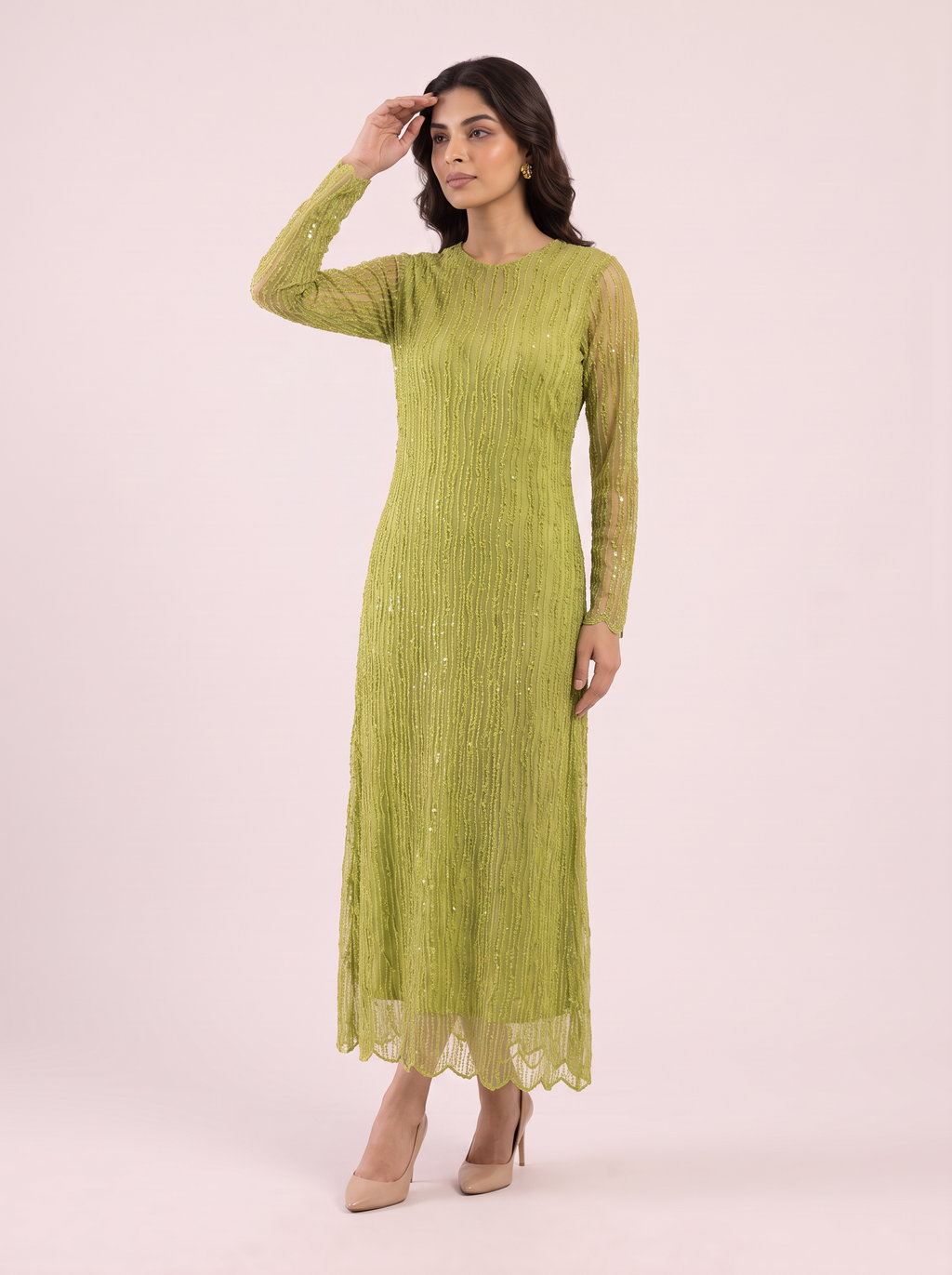 Shimmer Vertical Sequin Maxi Dress