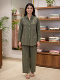 Olive Bloom-Linen Khadi Co-ord set