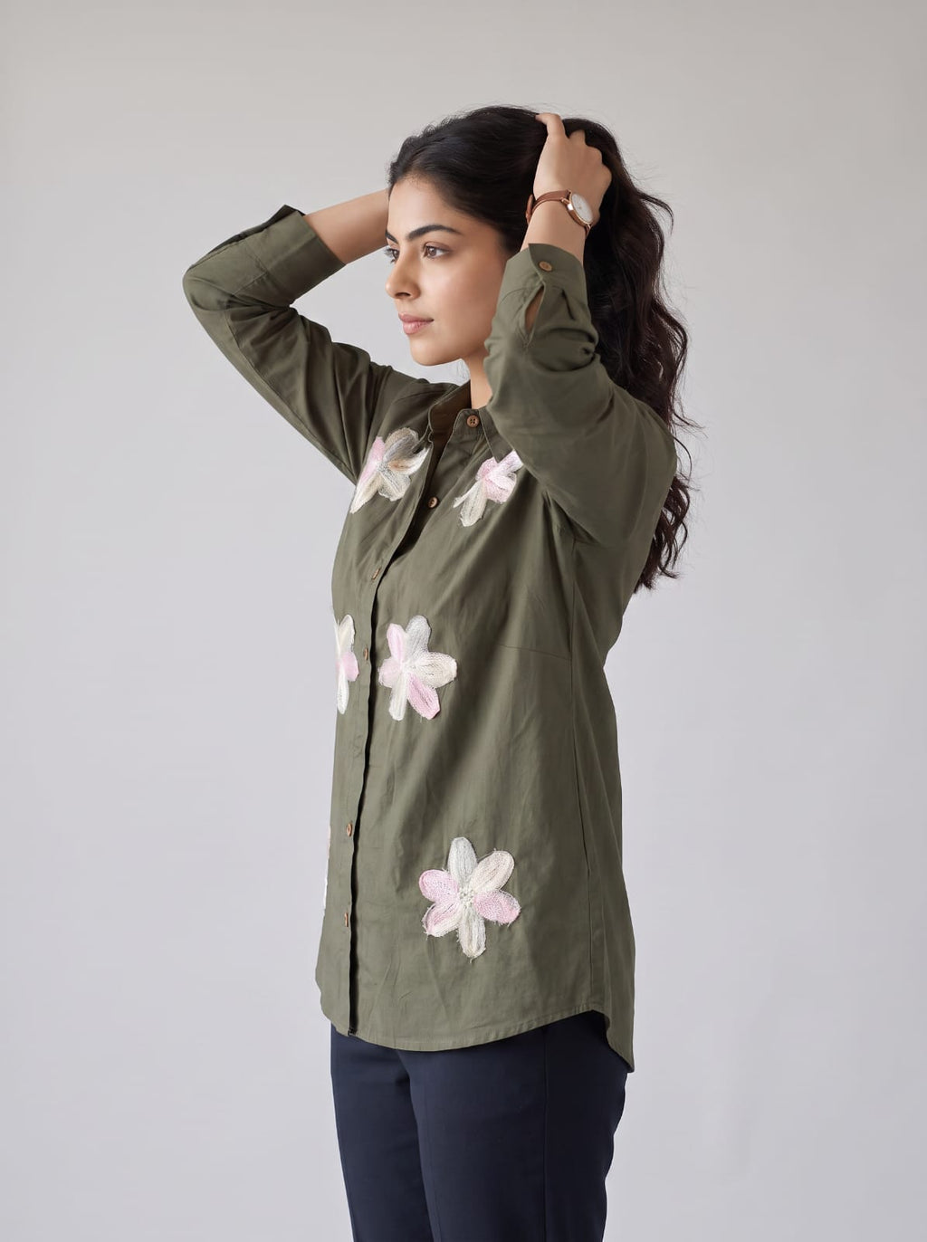 Flora Embroidered Cotton Tunic Shirt