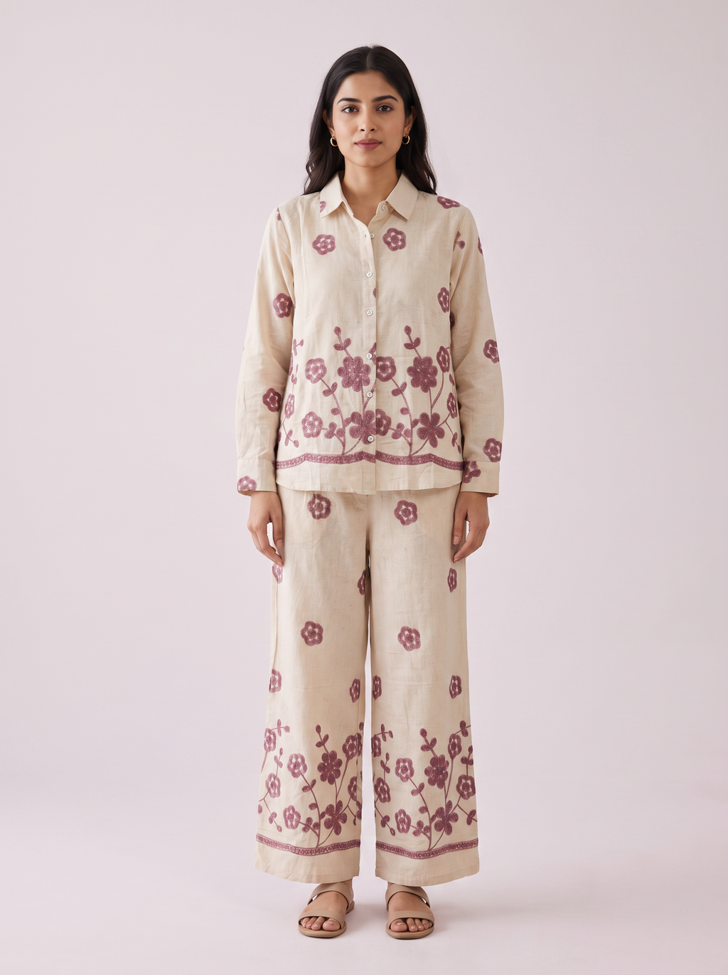 Floral printed Linen Khadi Co-ord Set