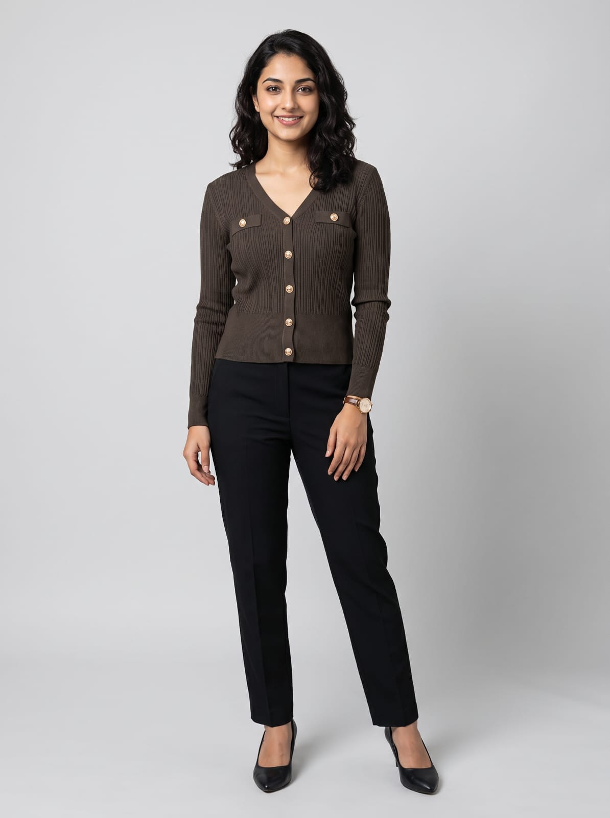 The Ribbed Button-Down Cardigan Top