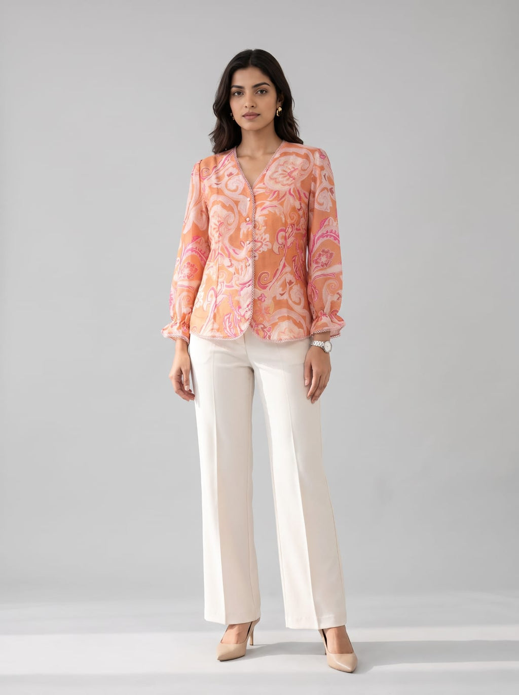 V-Neck Button-Front shirt