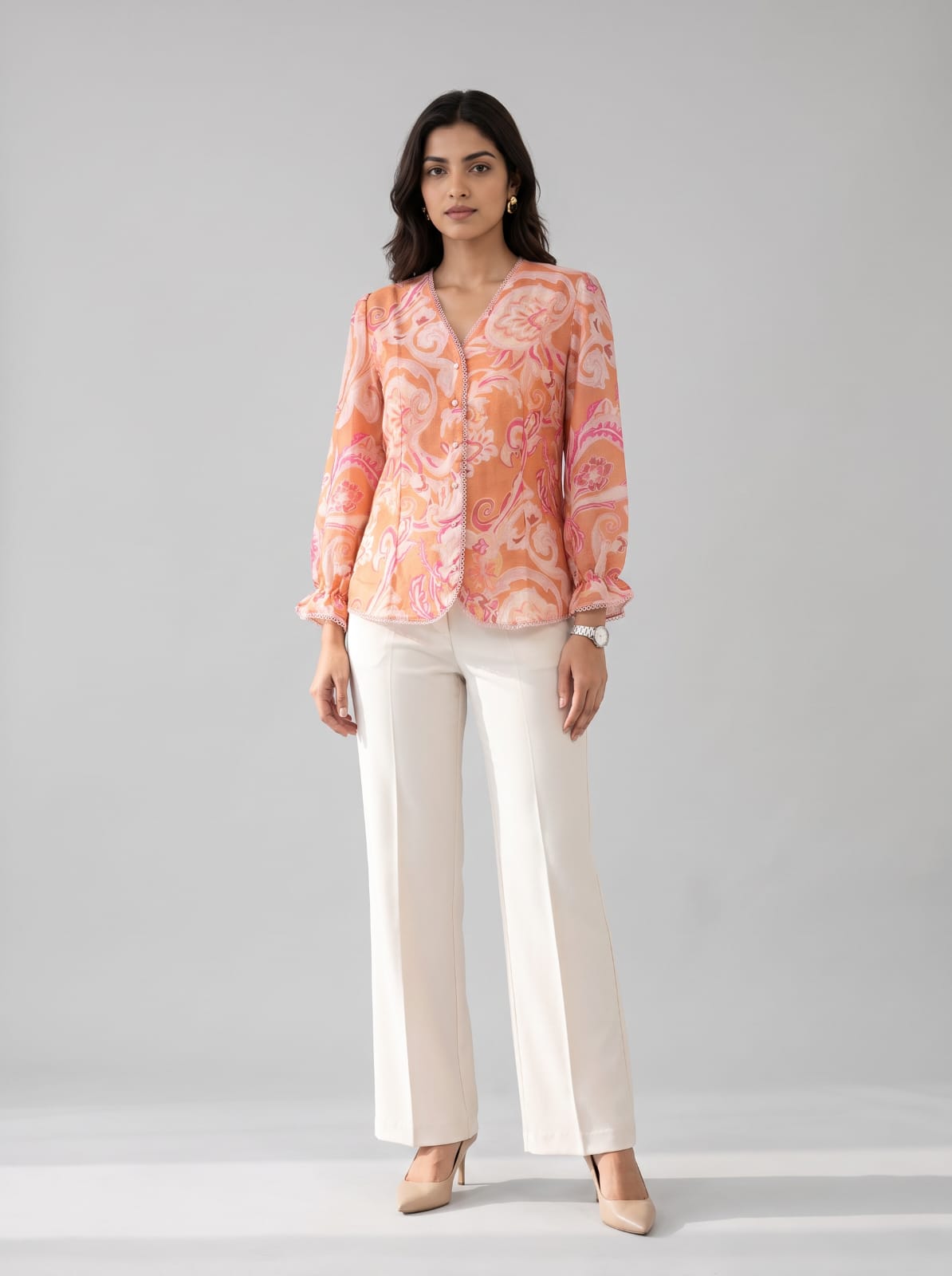 V-Neck Button-Front shirt