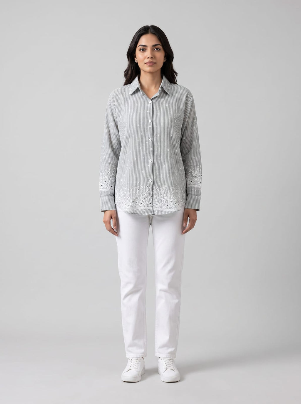 Silver mist Embroidered shirt