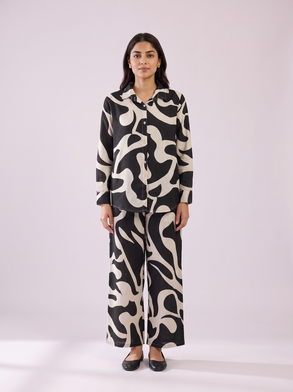 Monochrome Organic Wave Relaxed Co-Ord Set