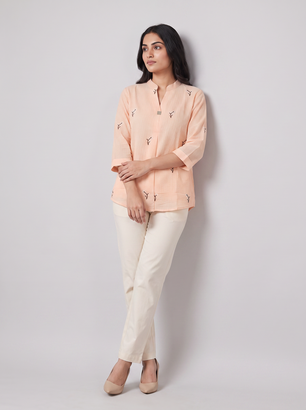 Botanical Breeze-printed Linen Khadi Top
