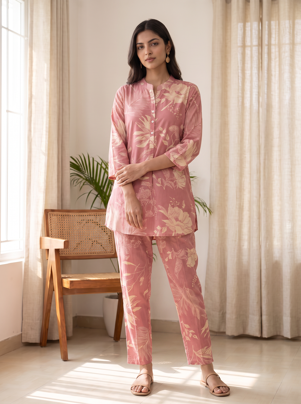 The Vintage Flora Cotton Tunic co ord Set
