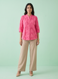 Blossom Pink Embroidered Mandarin Shirt
