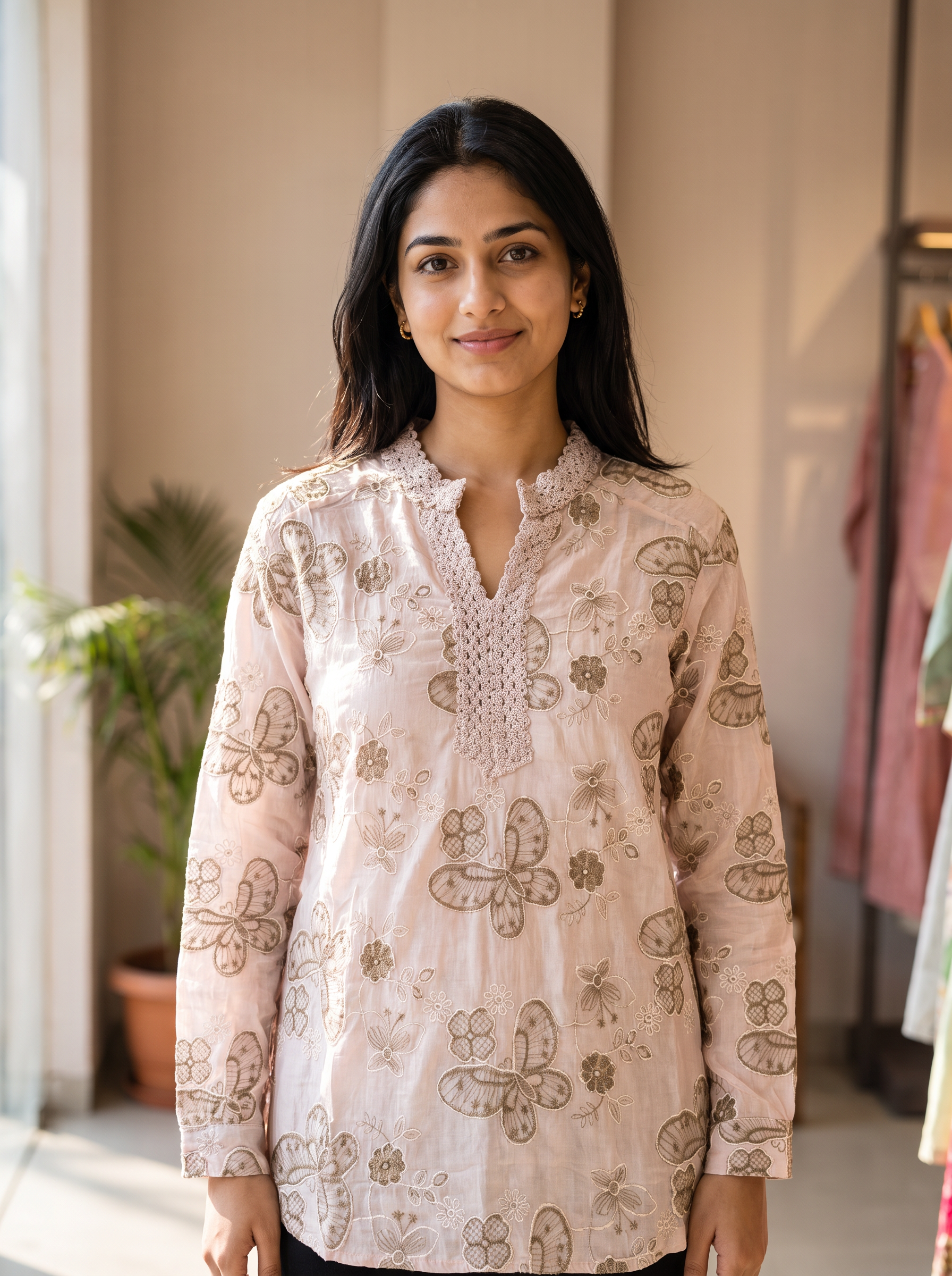 Embroidered Chanderi Tunic